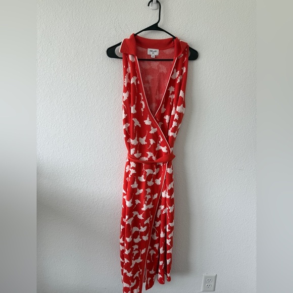 Orange and White Halter Wrap Dress - Picture 2 of 13